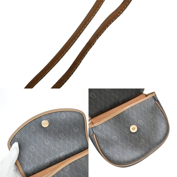 CHRISTIAN DIOR Logo Honeycomb Mini Shoulder Bag PVC Leather Brown GHW - Picture 8 of 13